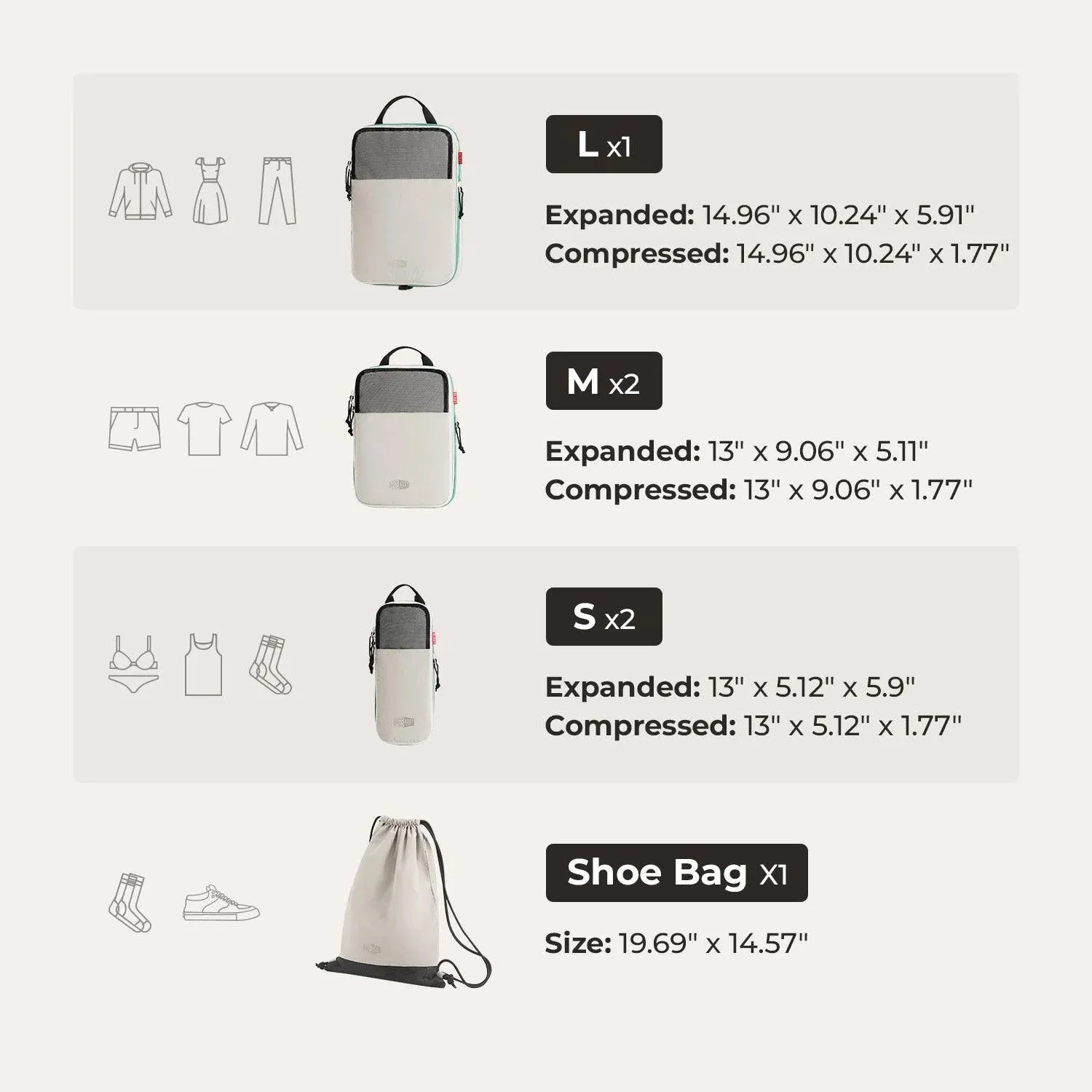 Bagsmart Blast 6-In-1 Compression Packing Cubes - Image 29