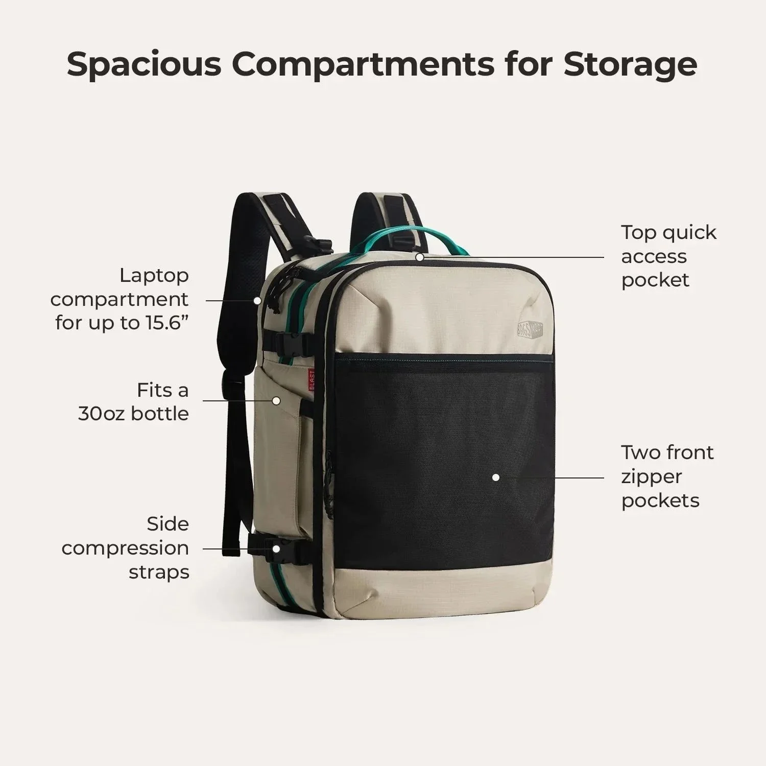 Bagsmart Blast Pro Quick Access Carry On Travel Backpack 40L - Image 39