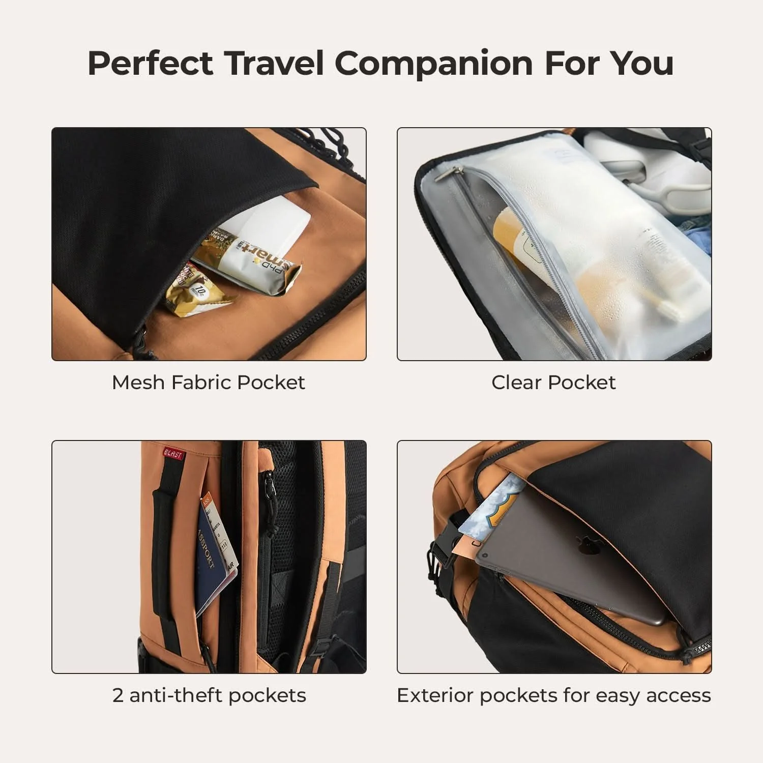 Bagsmart Blast Quick Access Carry On Expandable Travel Backpack - Image 10