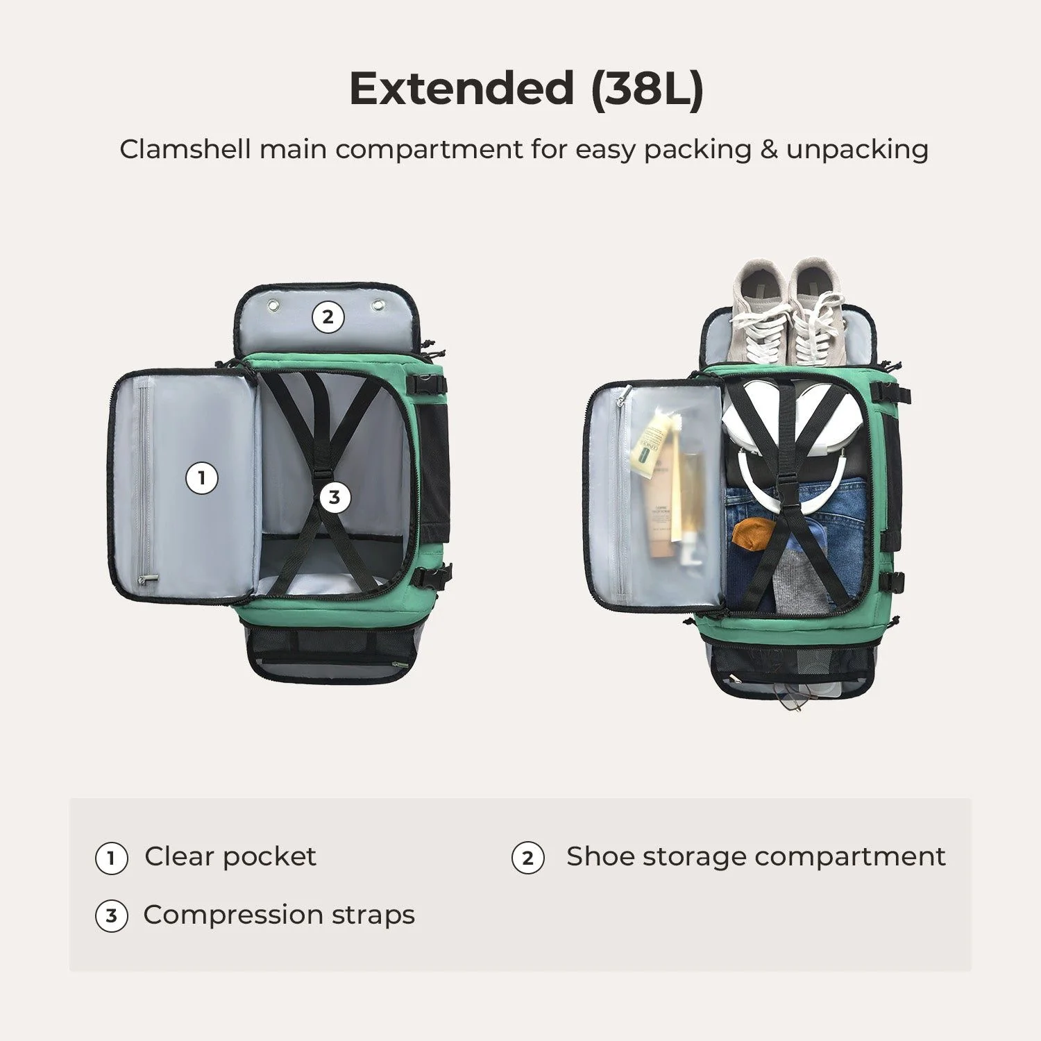 Bagsmart Blast Quick Access Carry On Expandable Travel Backpack - Image 17