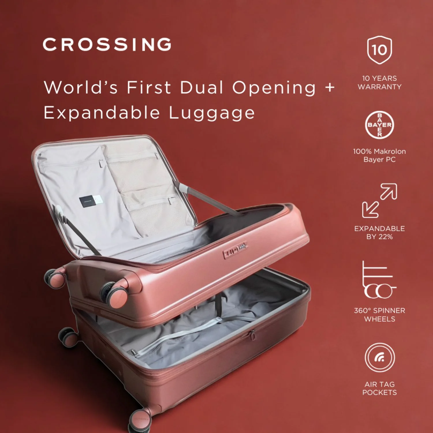 CROSSING INVI 20" Carry On Expandable Luggage With Front & Middle Access - Image 2