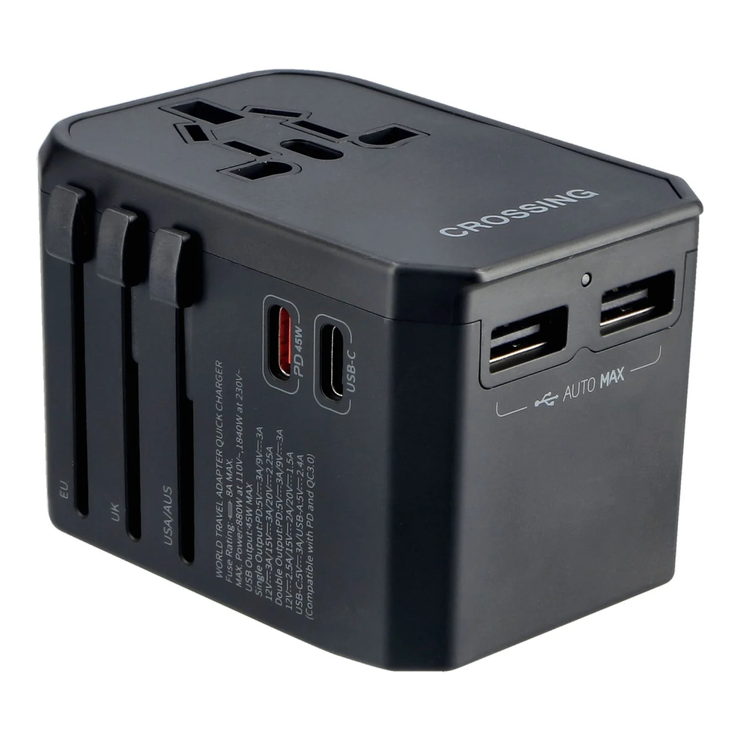 Crossing World Travel Adapter 45w With 2 USB C And 2 USB 3.0 A - Image 4
