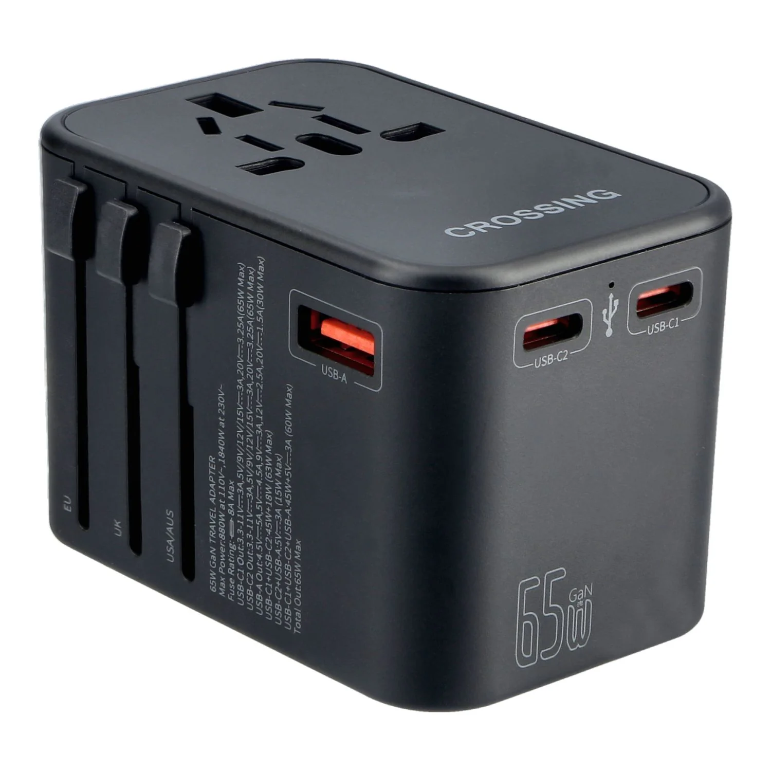 Crossing World Travel Adapter 65w With 2 USB C And 2 USB 3.0 A - Image 4