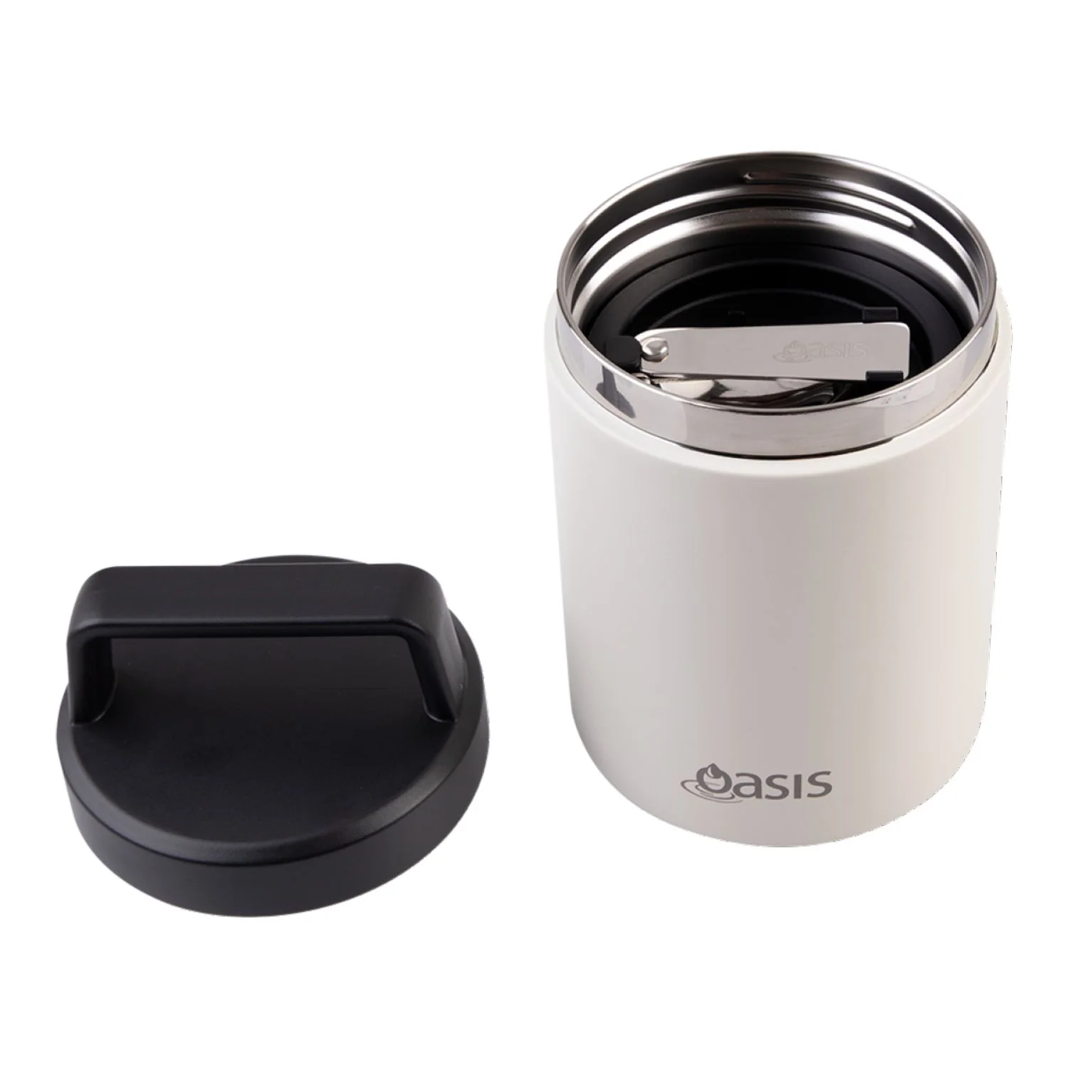 Oasis S/S Insulated Dual Compartment Food Jar W Handle And Spoon 480ML - Image 3