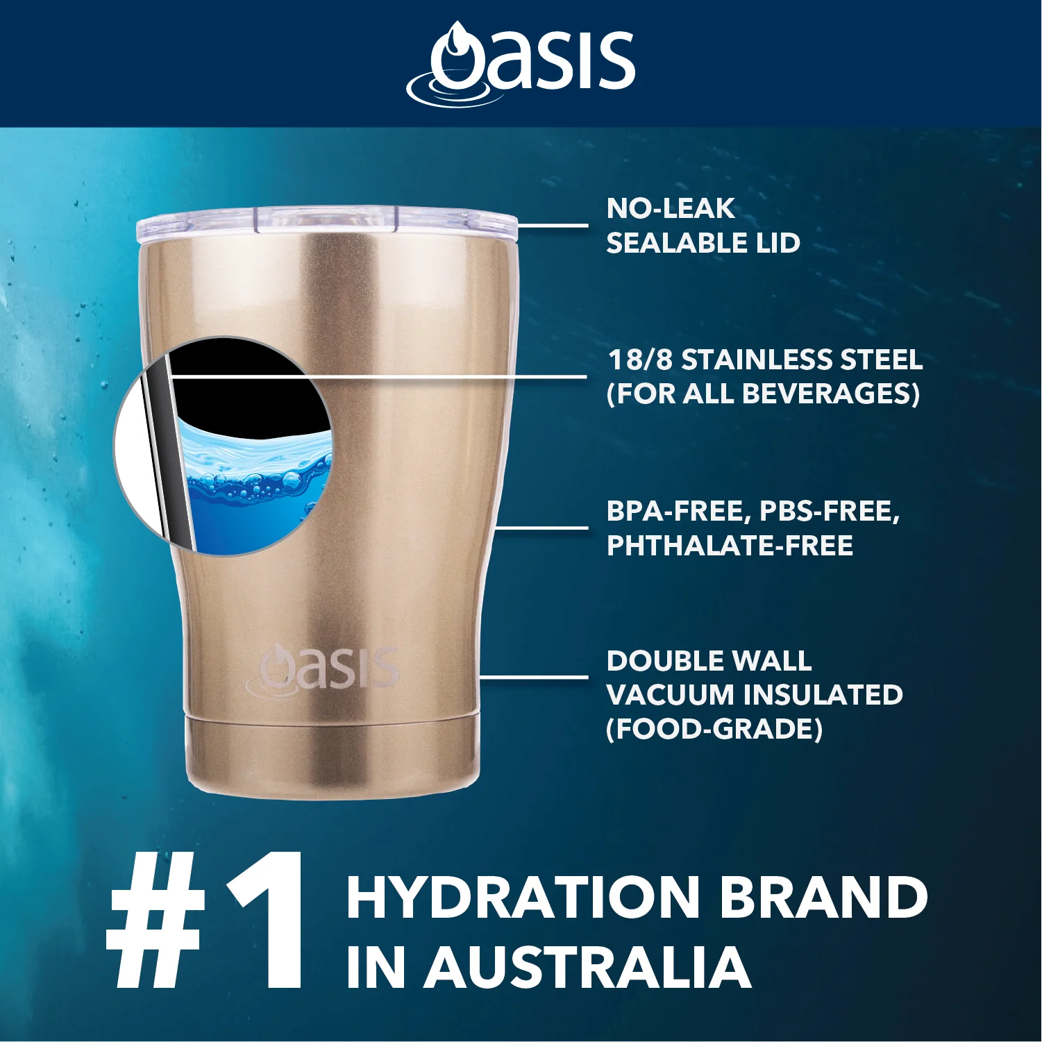 Oasis Stainless Steel Insulated Travel Cup 340ML - Image 4