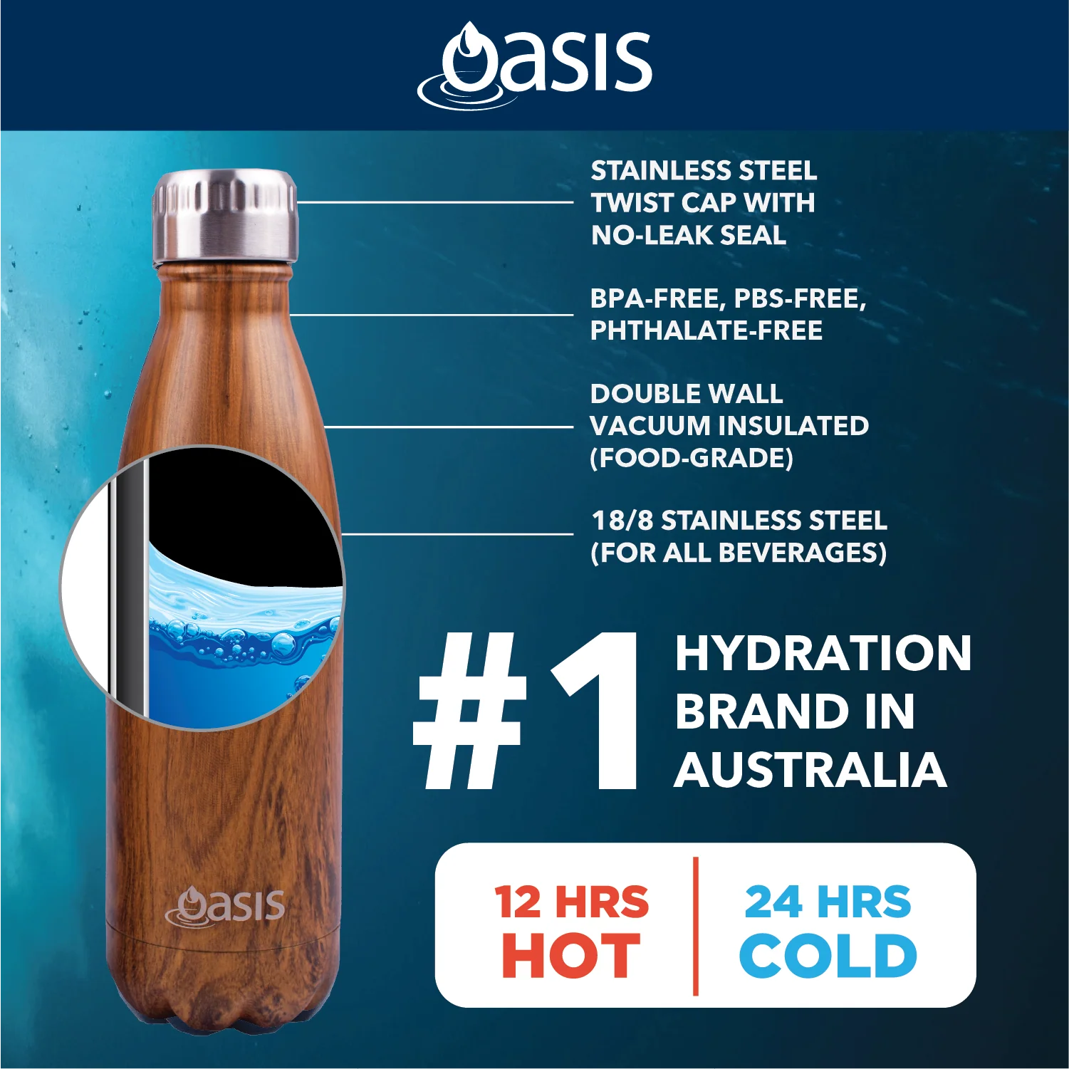 Oasis Stainless Steel Insulated Water Bottle 350ML (Printed) (SA) - Image 8