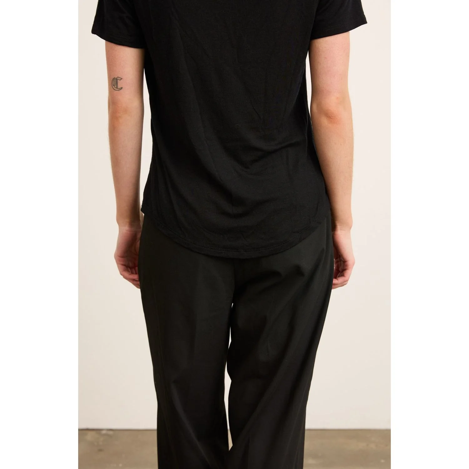 Paire Women's Merino Wool-Blend Crew Neck T-Shirt (Black) - Image 3
